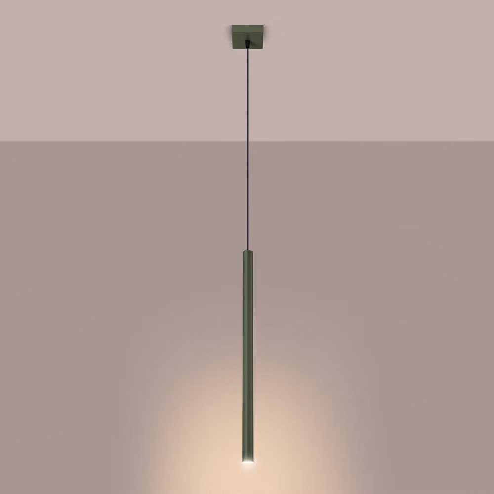 Sollux Lighting Modern Cylinder Pendant Lamp in Green, W/D/H: 114 x 8 x 8 cm – 3