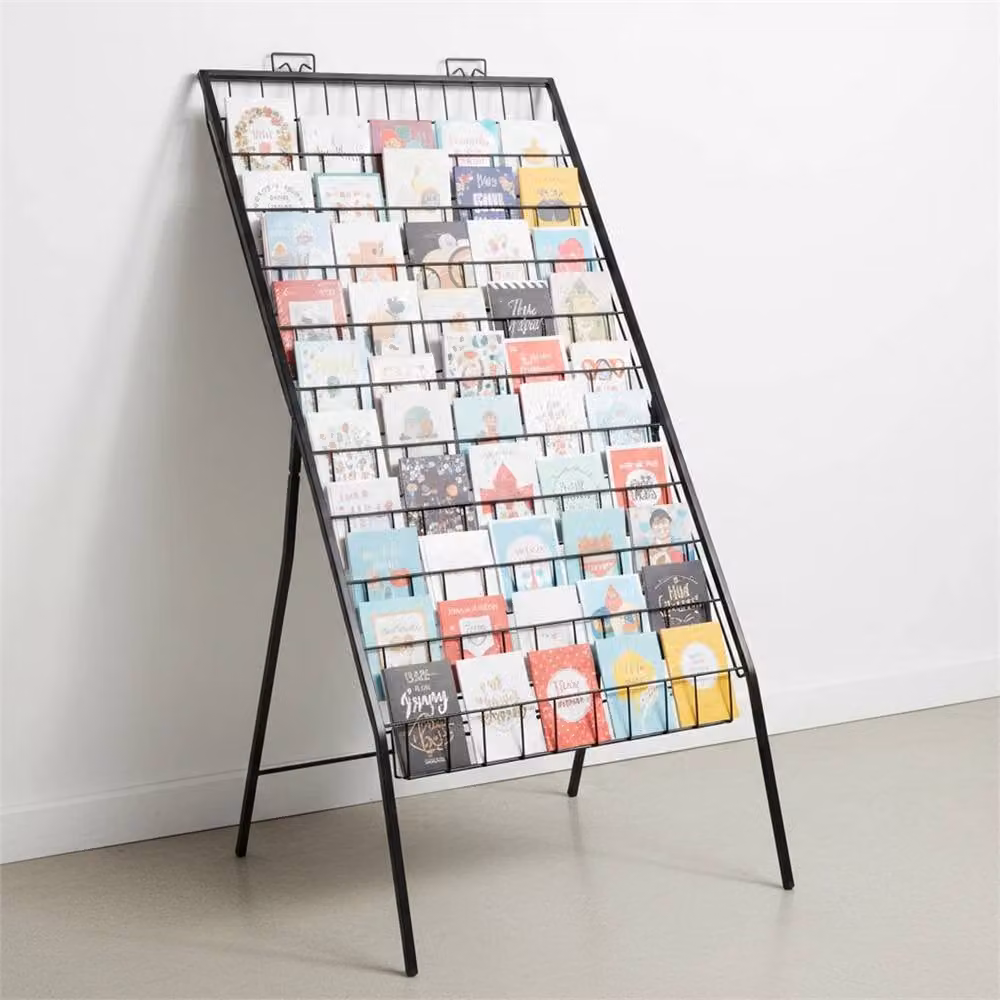 Nordara 12 Tier Black Metal Floor Standing Display Rack for Cards, Magazines and Prints, W/H: 100 x 15 cm – 3