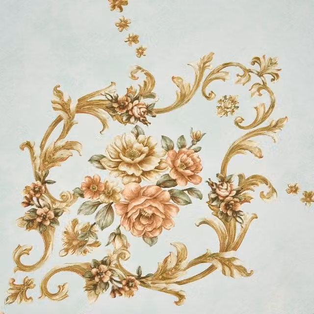 Livingandhome Non-Woven Floral Botanical Wallpaper Roll in Pale Mint Green and Warm Bronze
