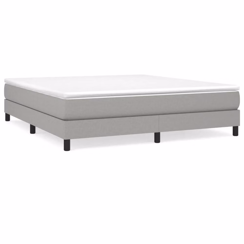 Berkfield Home Upholstered Box Spring Bed Frame in Grey, W/D/H: 180 x 200 cm – 2