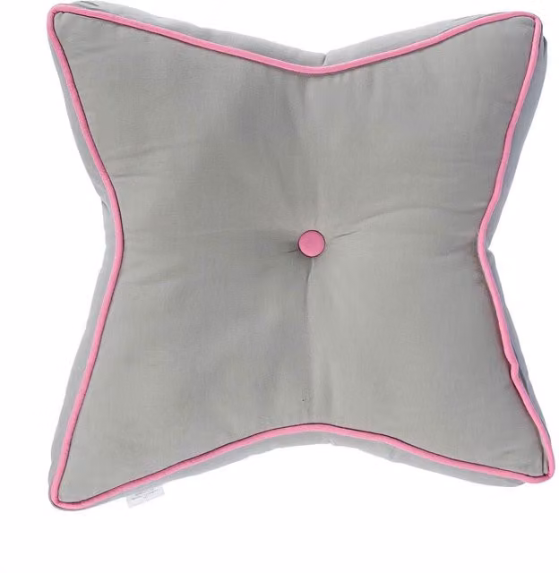 Homescapes Star Floor Cushion for Children in Grey, Pink and Yellow