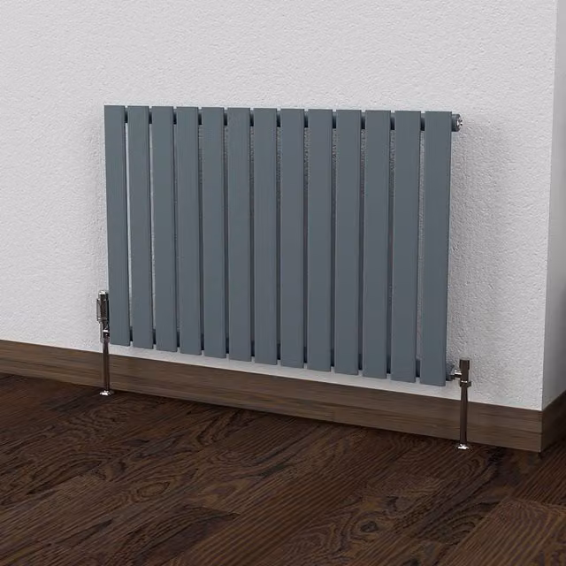 Lux Heat Flat Horizontal Coloured Radiator in Slate Grey, W: 91.0 cm, H: 60.0 cm