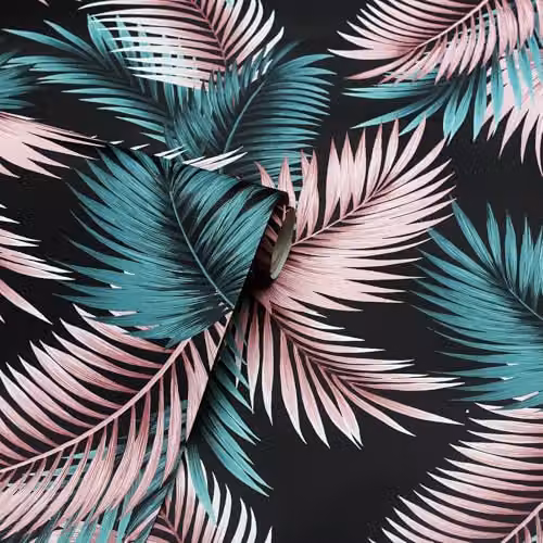Arthouse Miami Tropics Botanical Floral Wallpaper in Navy Blue, Green and Silver – 7