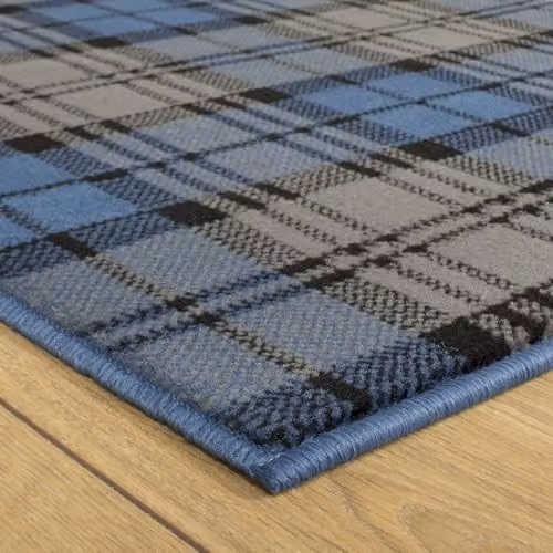 runrug Blue Tartan Hallway Runner Rug, W/D/H: 60 x 210 x 0.9 cm – 3