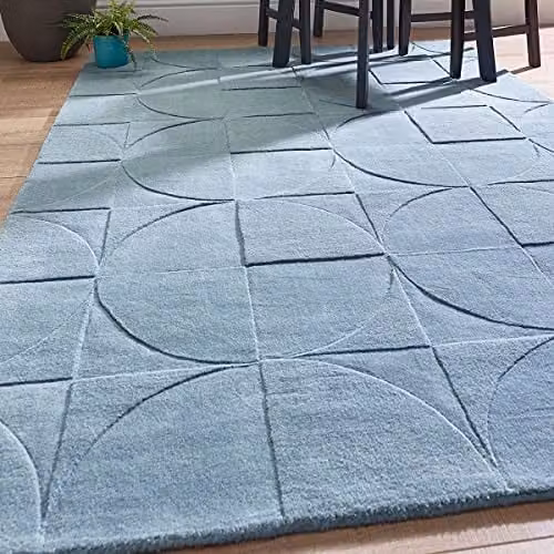 e-Rugs Penny Geometric Modern Wool Rug in Steel Blue, W: 290 cm, D: 200 cm – 3