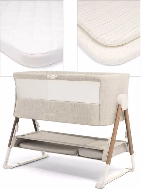 Mamas & Papas Lua Bedside Crib Bundle in Beige