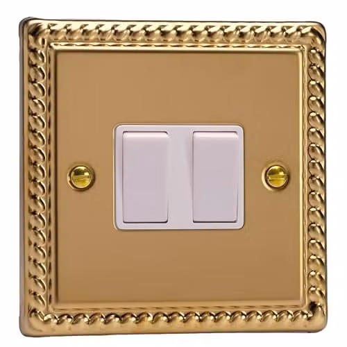 Varilight Georgian Brass 2G 1 or 2 Way 10A Flush Switch – 1