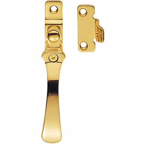 Loops Lockable Victorian Casement Window Fastener in Polished Brass, 57 mm