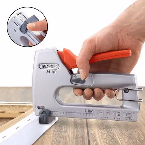 Tacwise 1747 Z4-140 Heavy Duty 4-in-1 Metal Staple and Nail Gun in Silver and Orange – 4