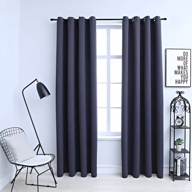 Berkfield Home Blackout Curtains with Eyelets, 2 Pack, Anthracite, W: 140 cm, H: 225 cm