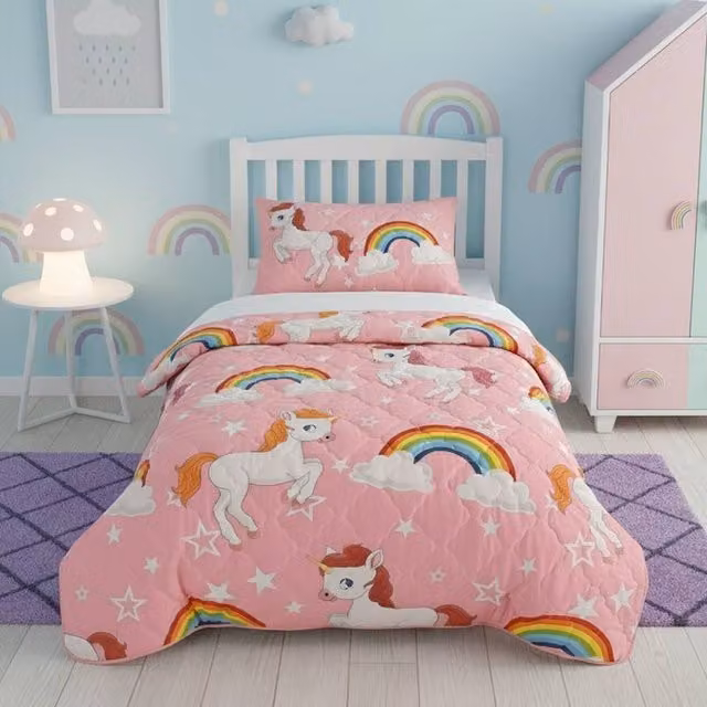 Snug City Unicorn Throw Blanket for Kids in Pink, W: 150 cm, D: 200 cm