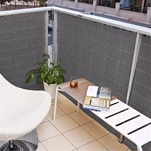 True Products Artificial Bamboo PVC Garden Fence Privacy Screening, Grey, H: 180 cm x W: 400 cm – 4