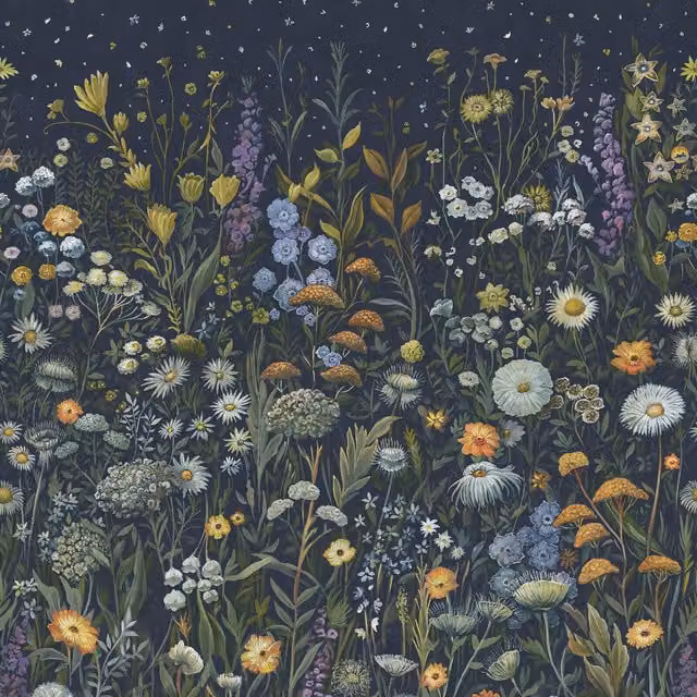 PRATARIA Galaxias Floral Wallpaper Sample in Multicolour