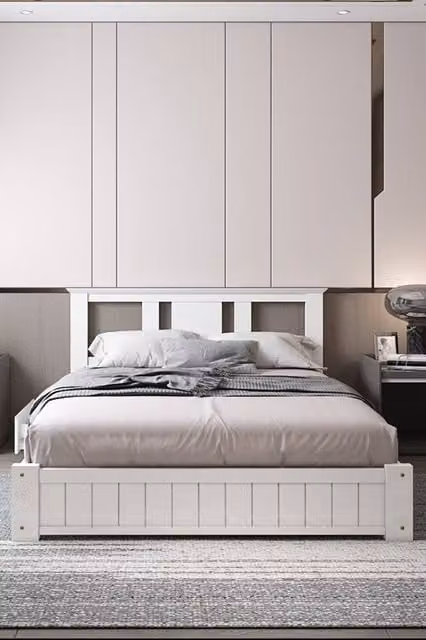 Somnior Elwood White Solid Wood Bed Frame with 3 Drawers, Single, W: 90 cm, L: 190 cm – 1