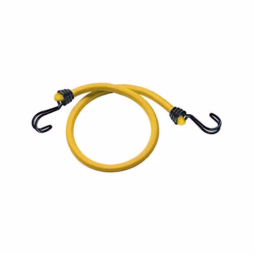 Master Lock Twin Wire Bungee Cords with Double Reverse Hooks, Yellow, Set of 2, 100 cm