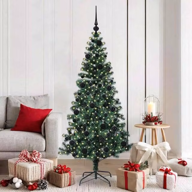 Berkfield Home Pre-lit Artificial Christmas Tree, Green, Height: 180 cm