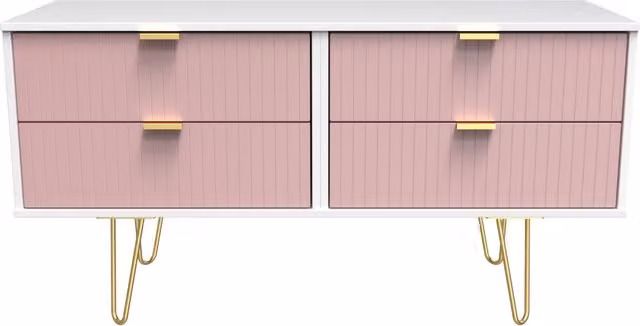 Ready Assembled 2 U Bexley 4 Drawer Bed Box in Pink and Gold