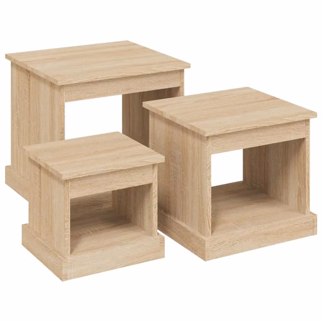 Berkfield Home 3-Piece Nesting Tables in Sonoma Oak Brown Engineered Wood – 2