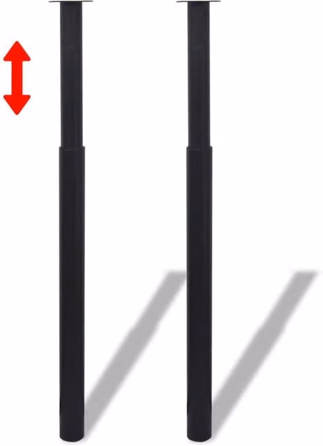 Berkfield Home Set of 4 Black Metal Telescopic Height-Adjustable Table Legs, Height: 710 mm - 1100 mm