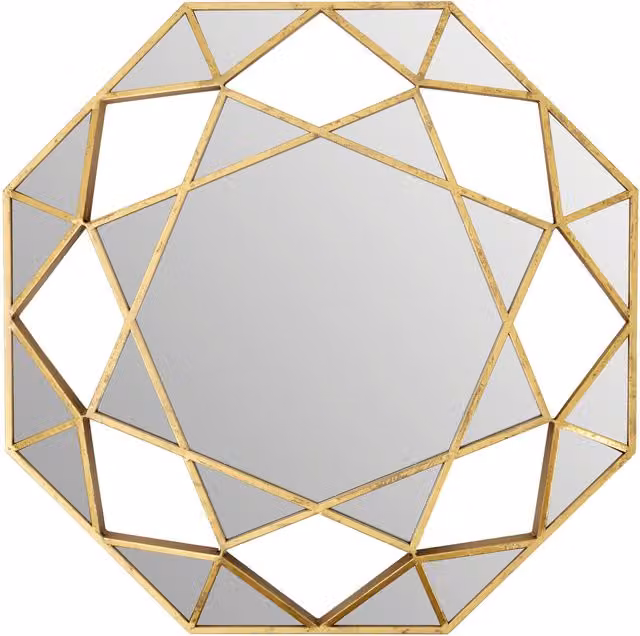 Orsina Gold Octagonal Wall Mirror with Modern Metal Lattice Frame, W: 81 cm, H: 81 cm, D: 1 cm