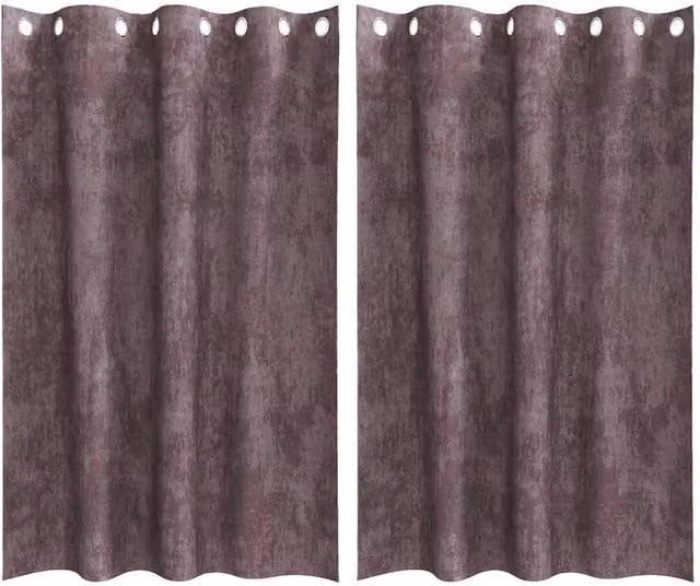 Berkfield Home Brown Velvet Eyelet Curtains, 2 Pack, H 175 cm x W 140 cm – 1