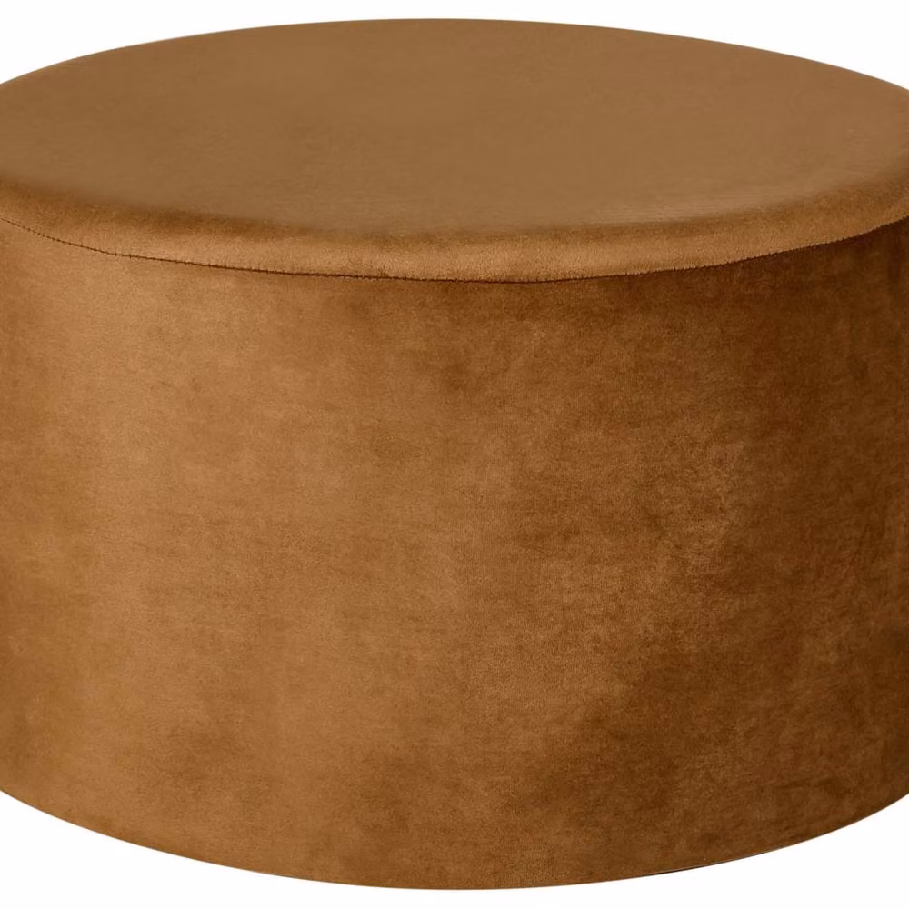 Wyld and Coco Round Velvet Pouffe in Brown – 2