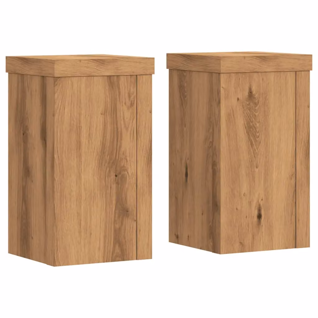 Berkfield Home Set of 2 Artisan Oak Plant Stands, Brown Engineered Wood, W/D/H: 10 x 10 x 18 cm – 2