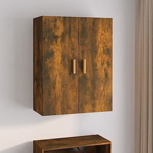 vidaXL Industrial Wall Mounted Cabinet in Brown Oak, W/D/H: 69.5 x 34 x 90 cm