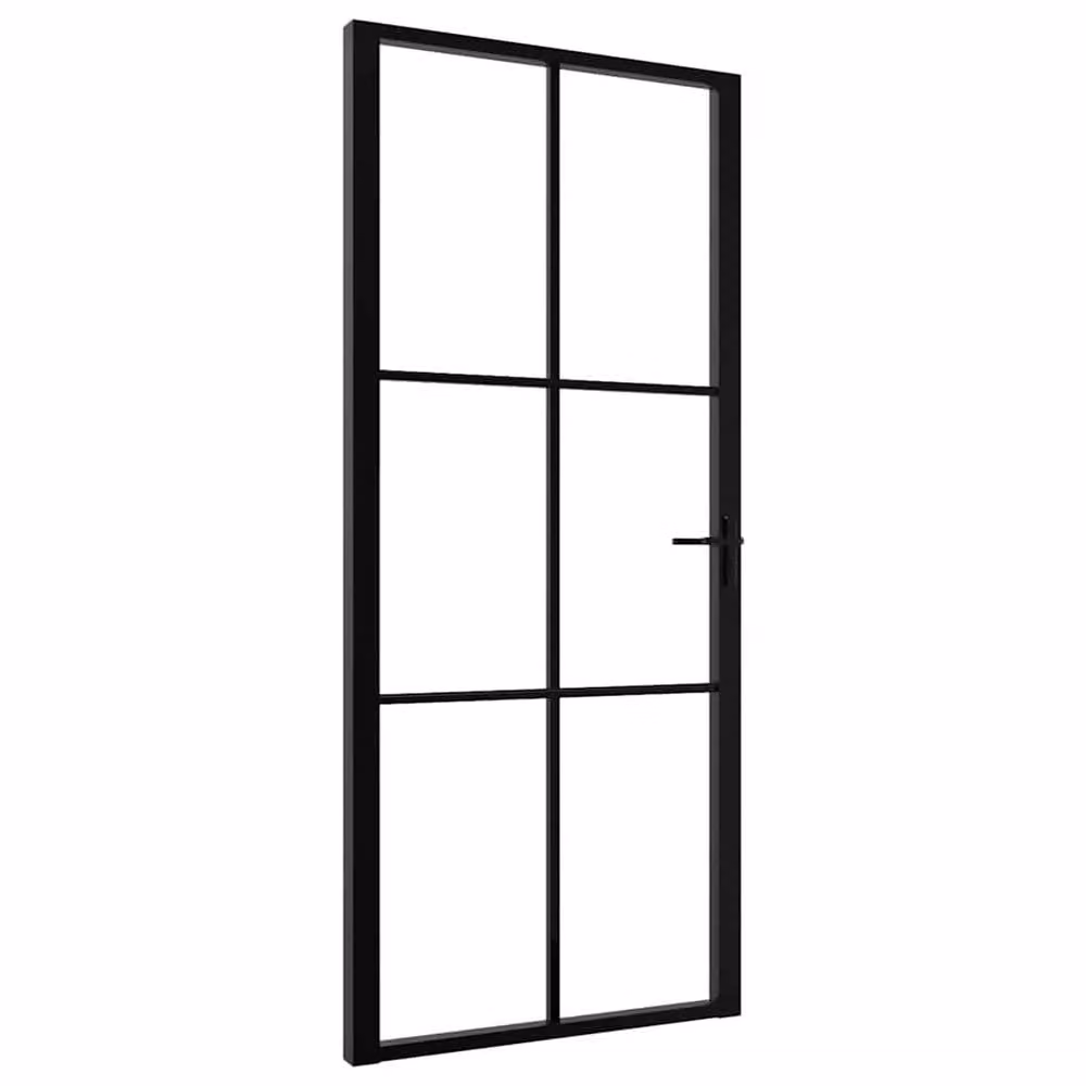 Berkfield Industrial Interior Door with ESG Glass and Aluminium Frame, Black, W: 93 cm, H: 201.5 cm – 3
