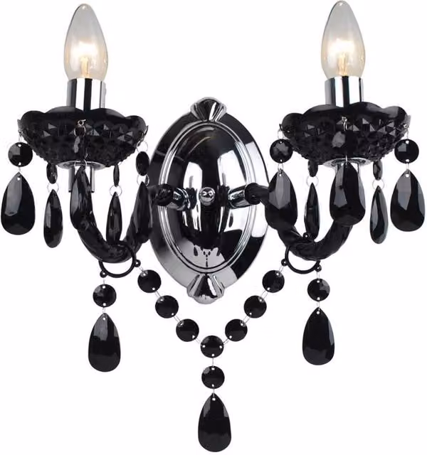 First Choice Lighting Marie Therese Style Twin LED Wall Light in Black and Chrome