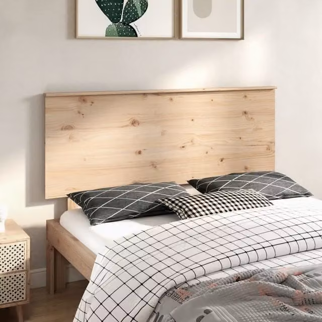 Berkfield Home Rustic Solid Wood Pine Bed Headboard, Brown, W: 154 cm, D: 6 cm, H: 82.5 cm