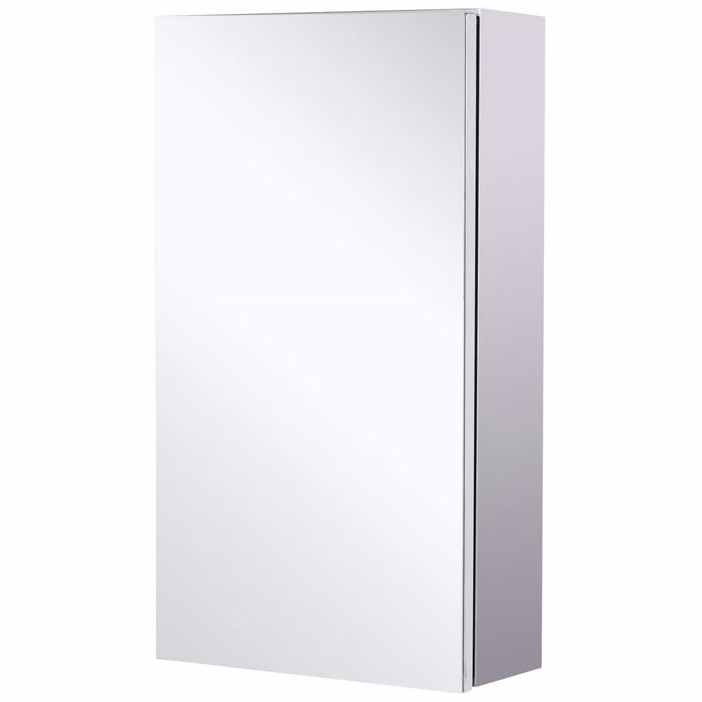 STILVORA Modern Wall-Mounted Bathroom Mirror Cabinet with Glass Doors and Internal Shelves in Silver – 3