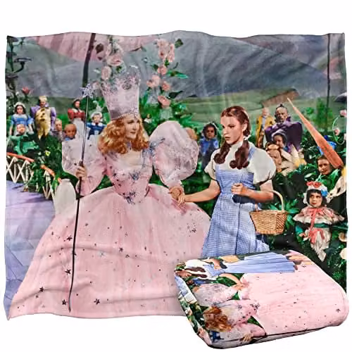 LOGOVISION The Wizard of Oz Vintage Dorothy and Glinda Silky Touch Super Soft Throw Blanket, Multicolour, W/D: 152 x 127 cm – 1