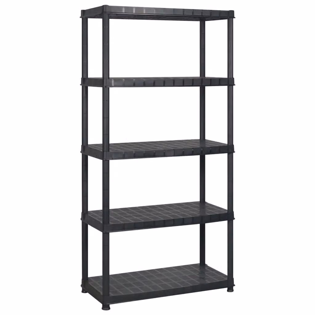 Berkfield Home 5-Tier Freestanding Plastic Storage Shelf in Black, W/D/H: 366 x 45.7 x 185 cm – 2
