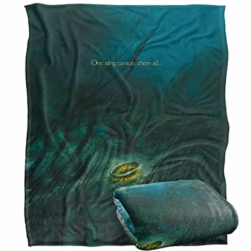 LOGOVISION Lord of the Rings One Ring to Rule Them All Throw Blanket, Multicolour and White, W/D/H: 152 x 127 cm – 1