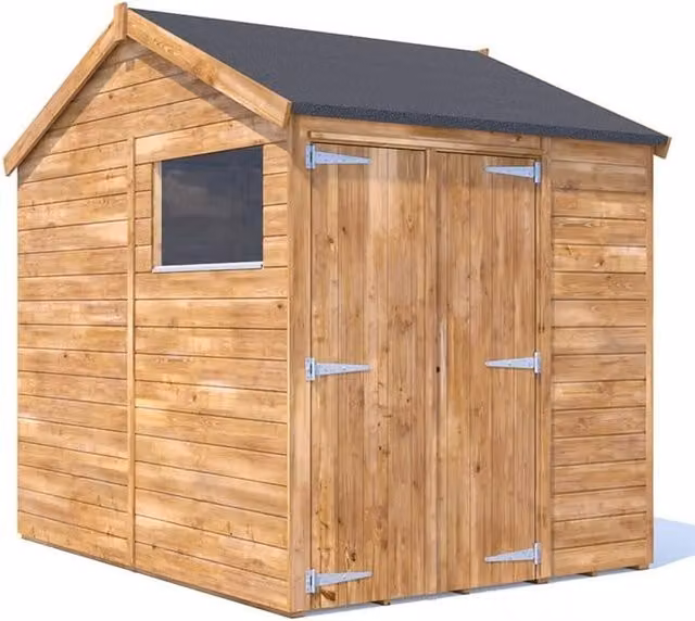 Dunster House Wooden Apex Roof Shed with Window in Brown