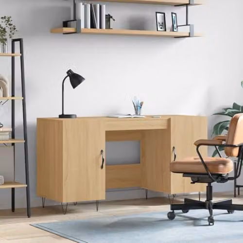 vidaXL Writing Desk in Brown Sonoma Oak and Metal, W/D/H: 140 x 50 x 75 cm – 2