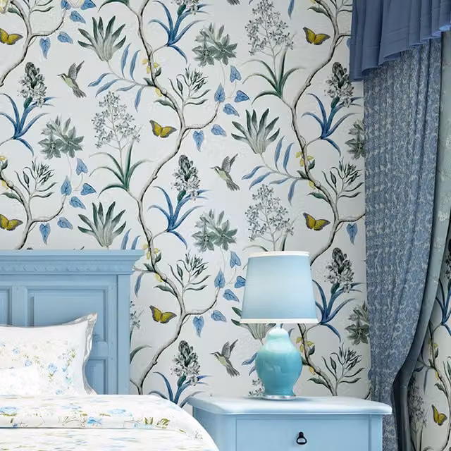 Livingandhome Decorative Flower Trees and Birds Wallpaper Roll, Multicoloured