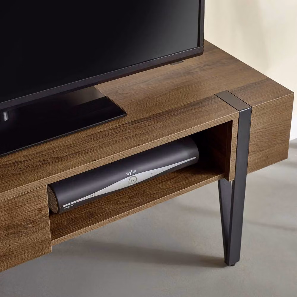 Cheshire Premium Tallis TV Unit for up to 65 Inch TVs in Rustic Brown Wood Effect – 4