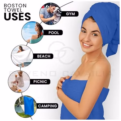 Gaveno Cavailia 8 Piece Royal Blue Cotton Towel Bale Set, 450 GSM Quick Drying Absorbent Towels including 4 Face Towels, 2 Hand Towels and 2 Bath Towels – 4