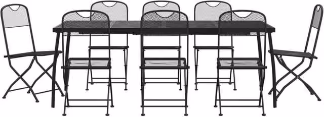 Berkfield Home 9 Piece Anthracite Metal Mesh Garden Dining Set in Black