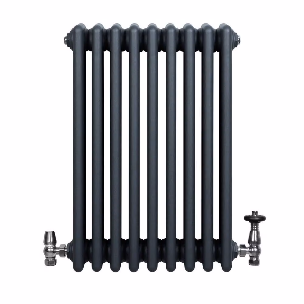 Monstershop Traditional 4 Column Steel Radiator with Integrated Valves, Anthracite Grey, H: 60.0 cm, W: 42.5 cm – 2