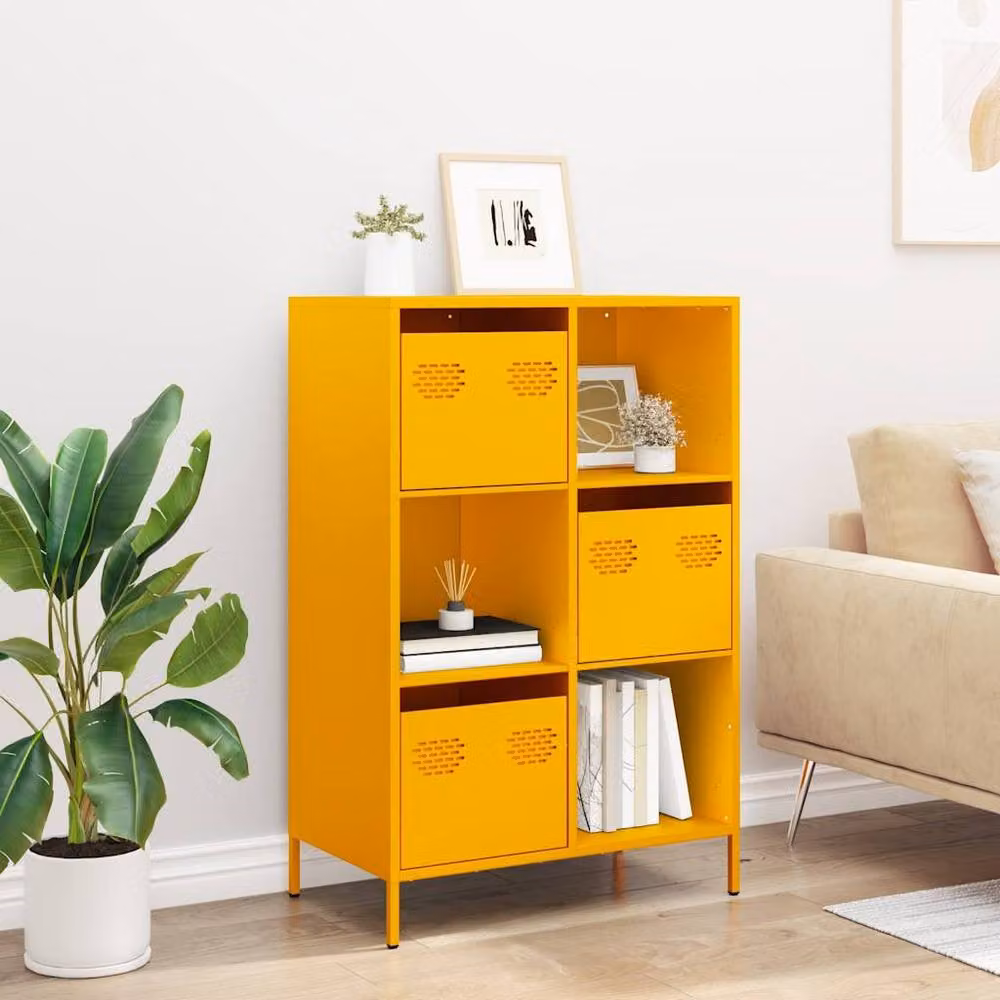 Berkfield Home Highboard in Mustard Yellow, W/D/H: 68 x 39 x 103.5 cm – 2