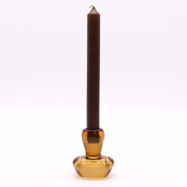 KDMK Antique Amber Mushroom Flip Tealight Candle Holder in Brown Glass