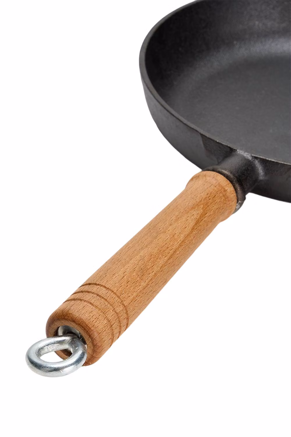 Garden Sanctuary Uncoated Cast Iron Round Frying Pan with Removable Handle in Black – 6