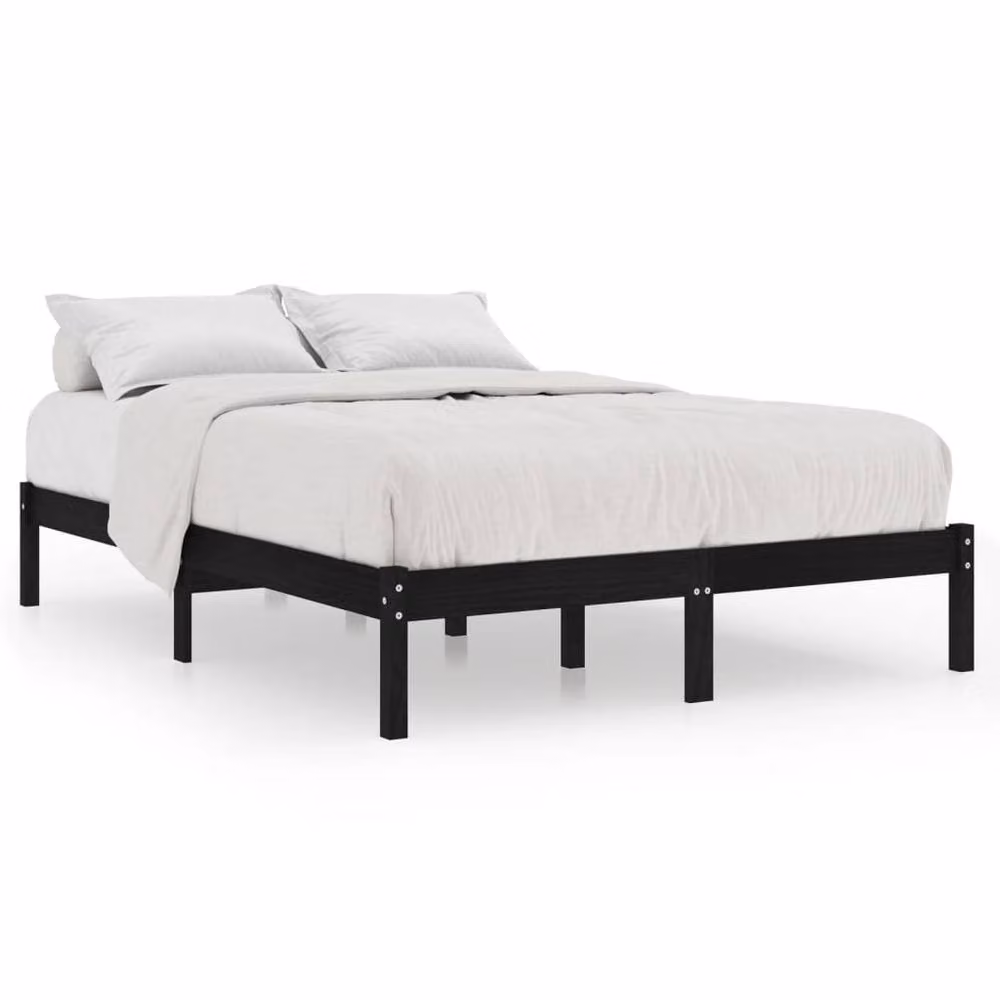 Berkfield Home Modern Black Solid Wood Pine Bed Frame W/D/H: 200 x 200 x 31 cm – 3