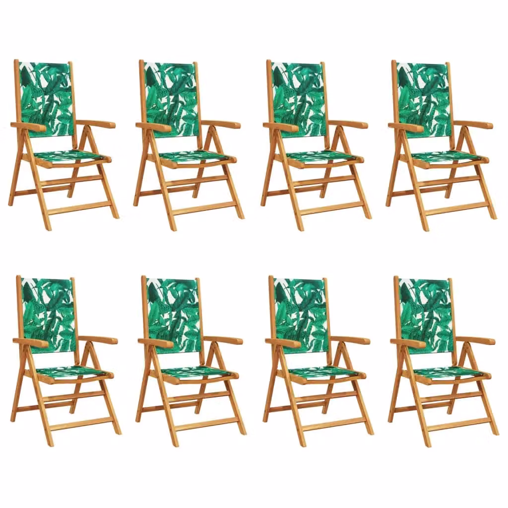 Berkfield Home Set of 8 Reclining Garden Chairs in Green Fabric and Acacia Wood – 2