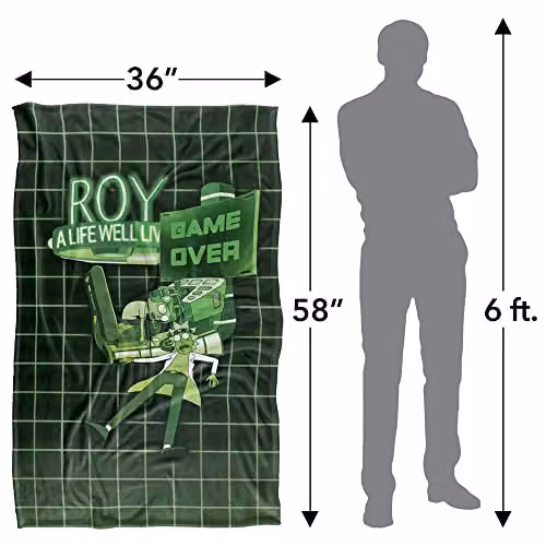 Warner Bros. Rick and Morty Roy Game Over Super Soft Fleece Throw Blanket, Multicolour, W: 91 cm, D: 147 cm – 2
