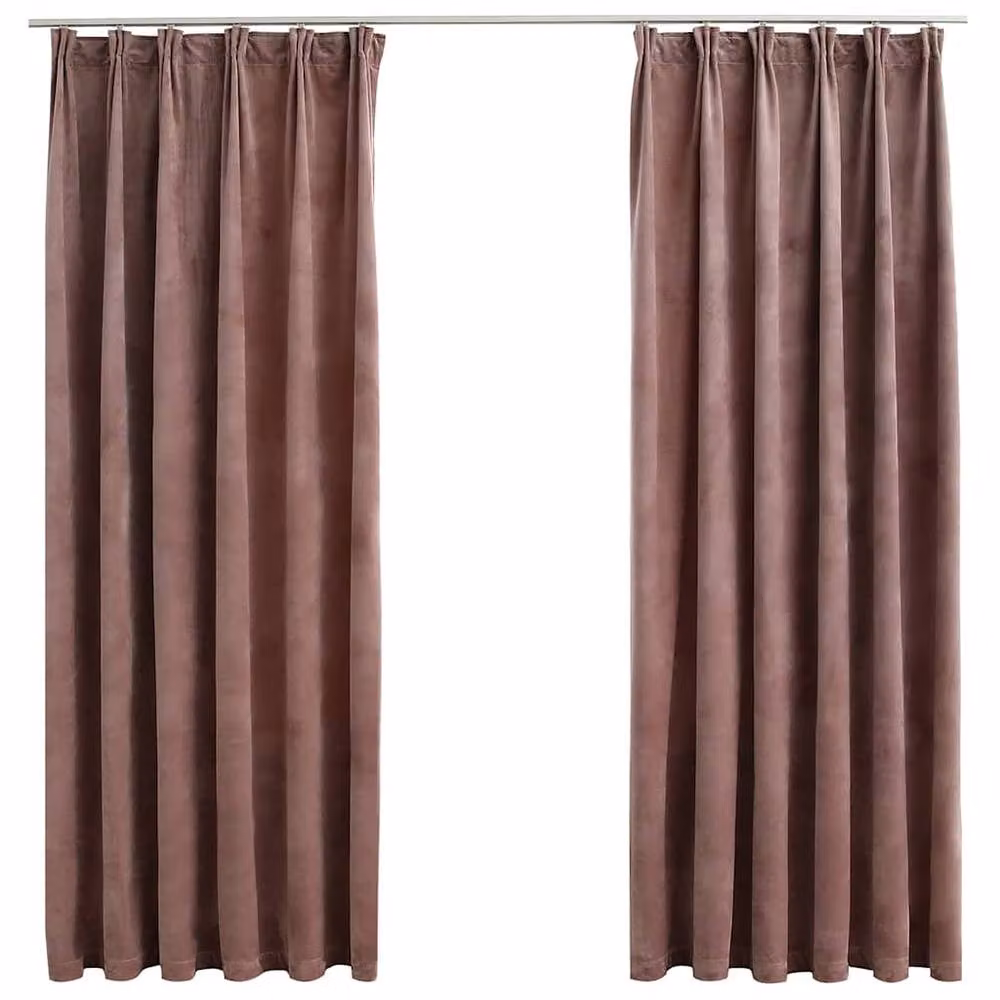 Berkfield Home Elegant Velvet Blackout Curtains, 2 Pack, Antique Pink, W: 140 cm, H: 175 cm – 3