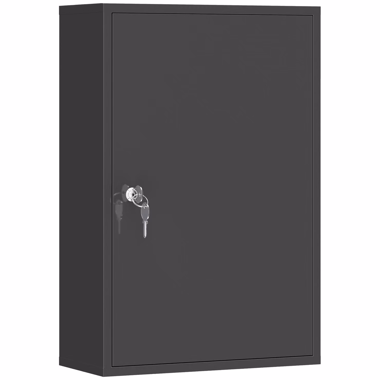 kleankin Lockable 3-Tier Steel Wall Mount Medicine Cabinet with Internal Shelves and Hinged Doors, Black – 6